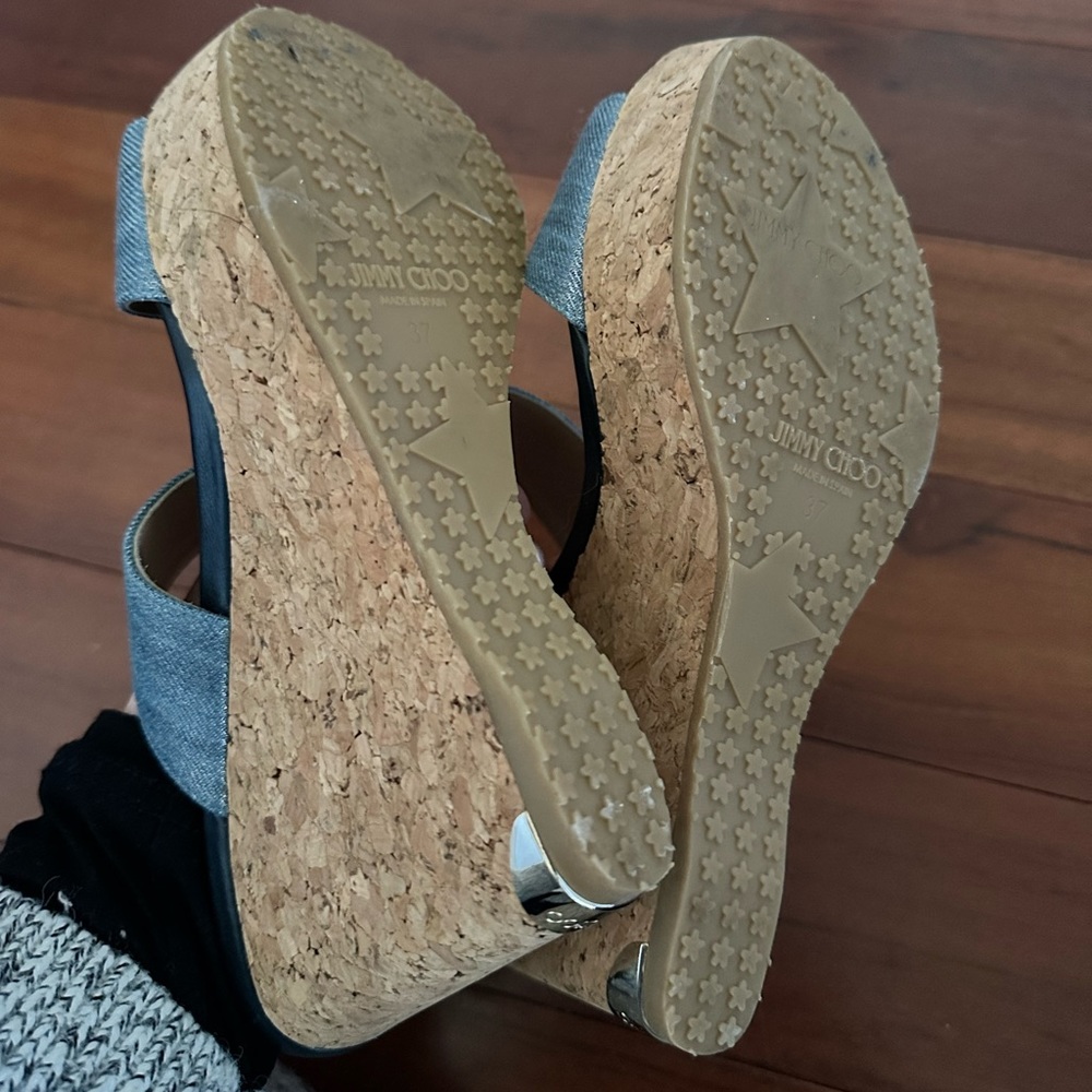 Jimmy Choo Denim Parker Cork Wedge Sandal - Picture 4 of 5